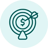 Target with dollar sign and arrow